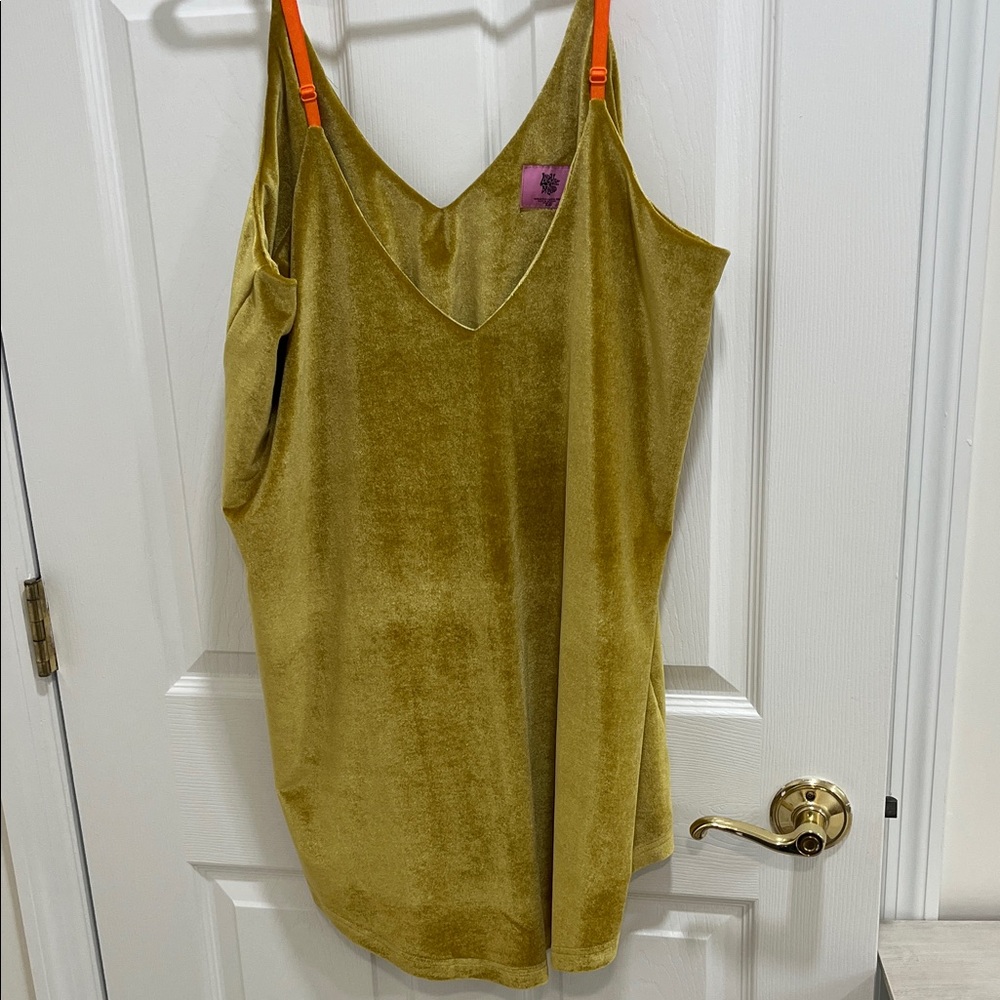 Mustard Velvet dress/top with Bright Orange Straps, never worn.